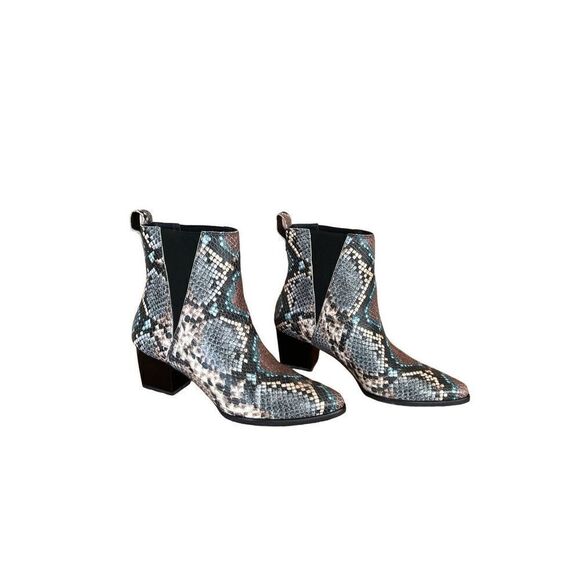 ABLE Womens Multicolor Snakeskin Print Pull On Almond Toe Ankle Bootie Size 6.5 - Picture 1 of 7
